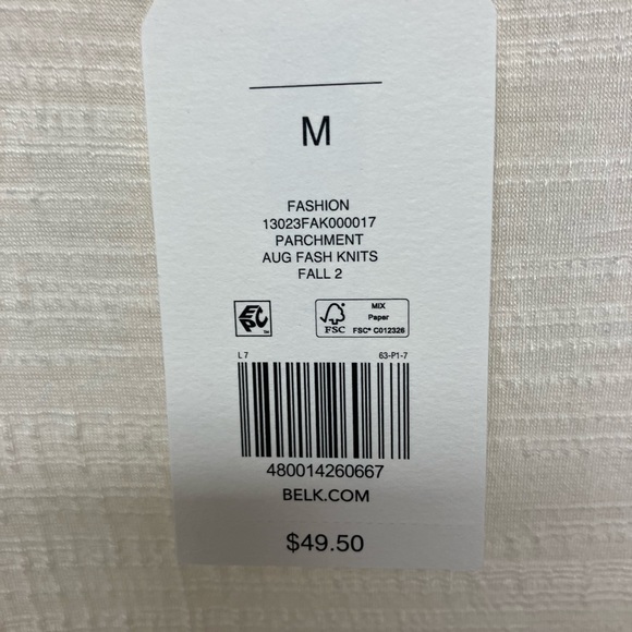 NWT, Wonderly top, short sleeved, parchment, M. - Picture 3 of 6